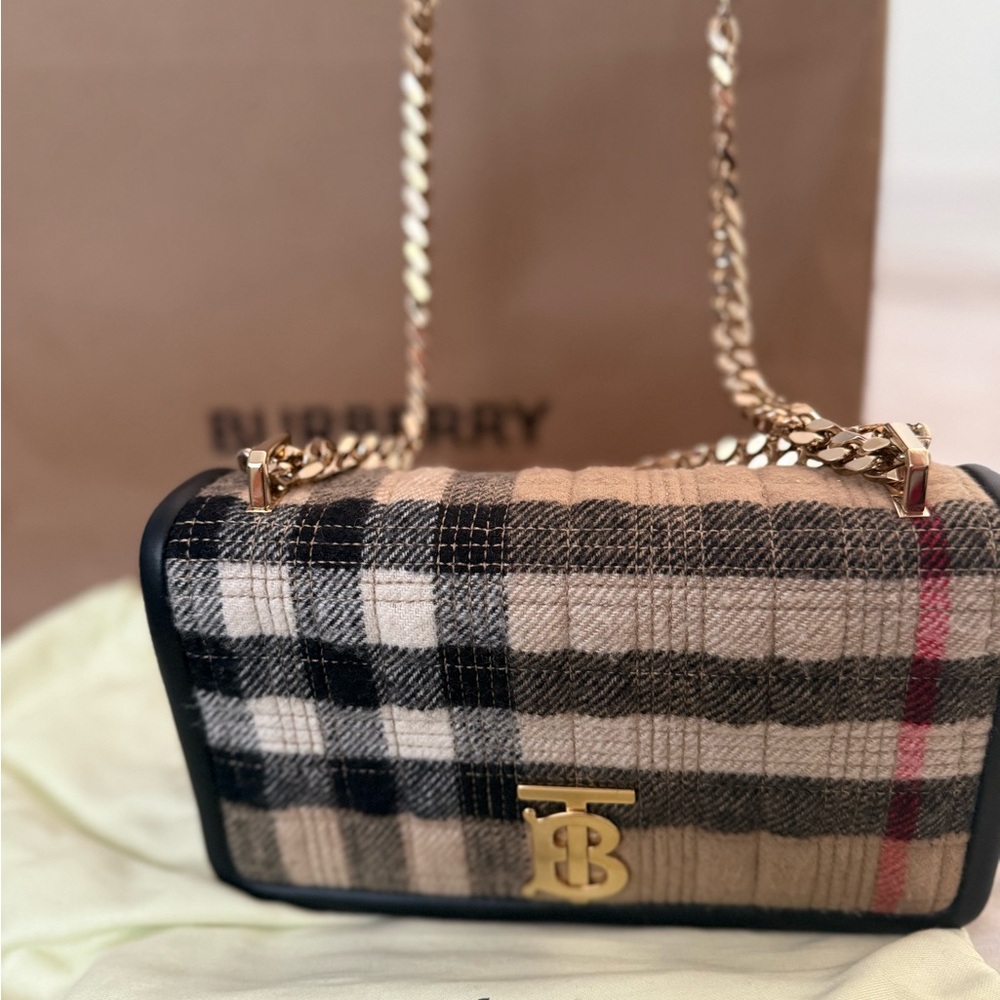 Burberry Plaid Crossbody Bag - Black, Tan, and Red - Picture 3 of 5